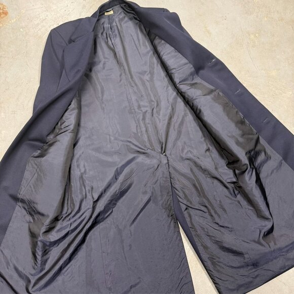 Brioni Coat Wool Long Overcoat Chesterfield Twill Made in Italy Blue Large 42 R - Picture 9 of 12